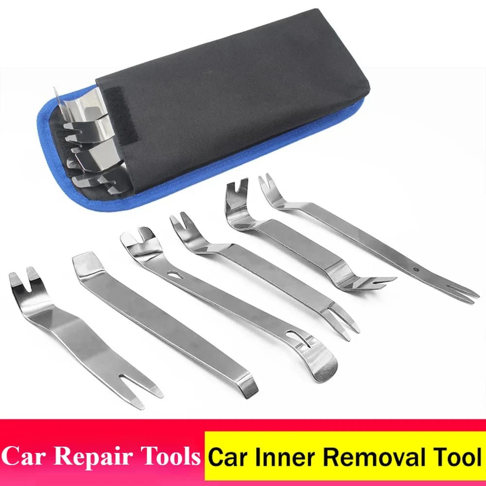 Set di 6/7 attrezzi professionali per la rimozione di pannelli e rivestimenti interni auto, autoradio, cruscotto e clip delle portiere - Strumenti di riparazione e installazione