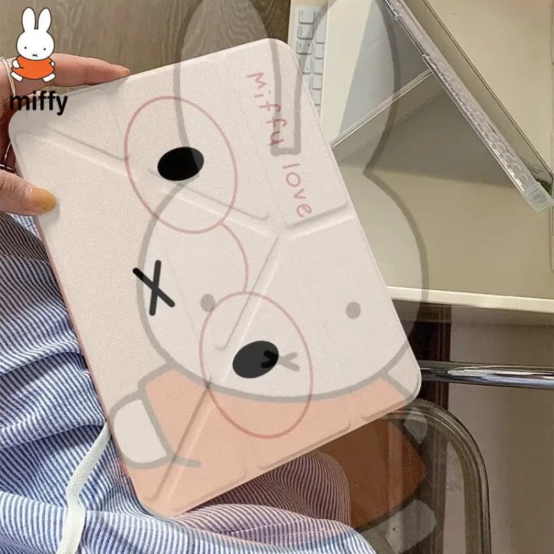 Cartoon Miffy Ipad Tablet Protective Case with Cute Anime Print 10Th Generation Mini with Pen Slot 13 Inches