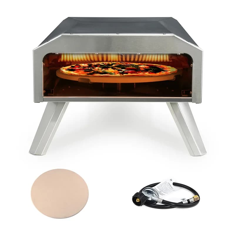 Forno per pizza a gas professionale da esterno con rotazione automatica da 12 pollici con tostapane commerciali in pietra rotante Forni per pizza Macchina per torrefazione