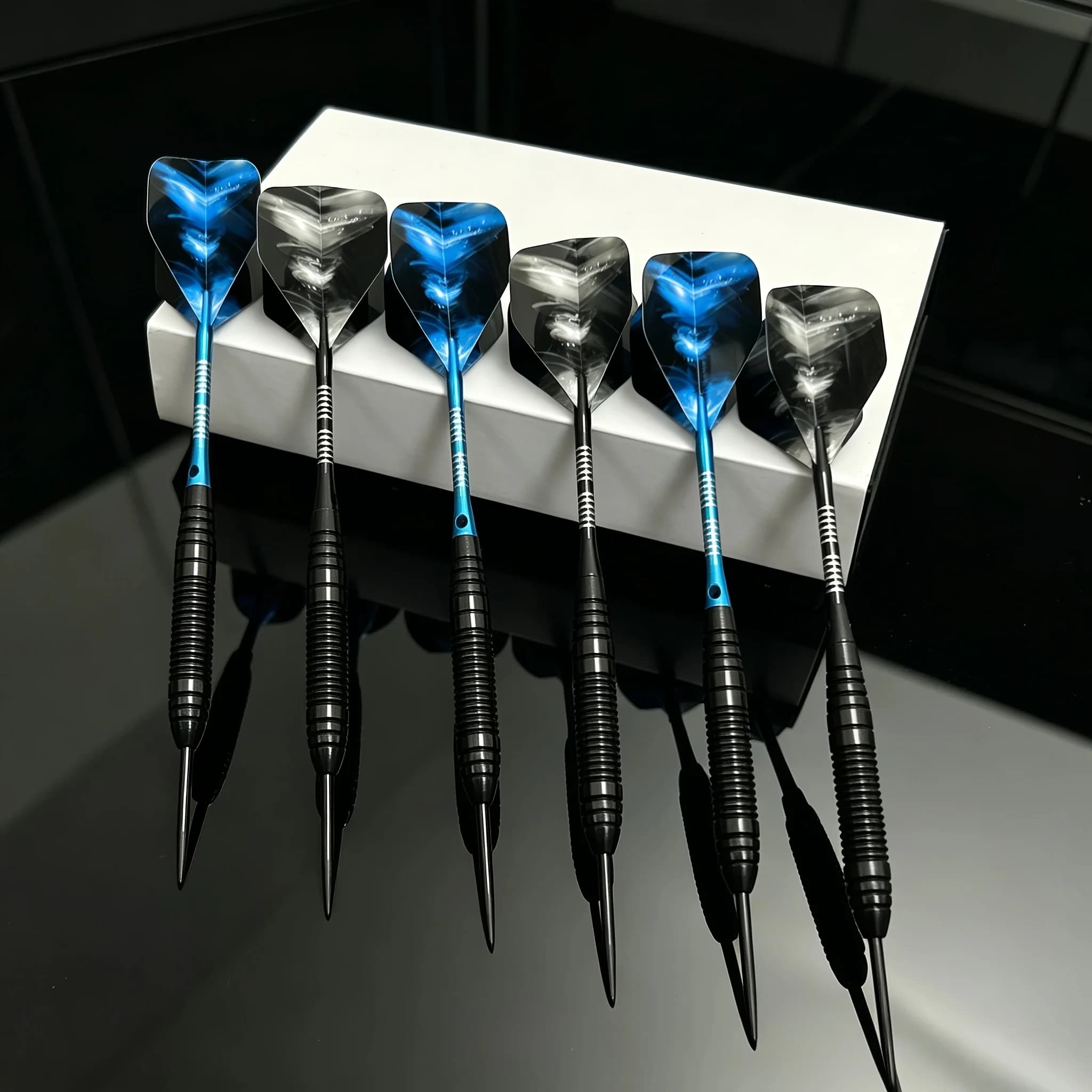 Set of 6 22g Iron Hard Steel Pointed Darts, Beautifully Designed PET Dart Tail, Exquisite Drawn Aluminum Alloy Rod