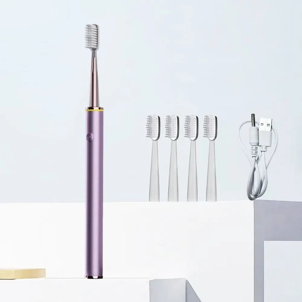 Spazzolino Elettrico Sonico Portatile Impermeabile con Setole Morbide, Ricaricabile USB, Manico Ergonomico per la Pulizia dei Denti