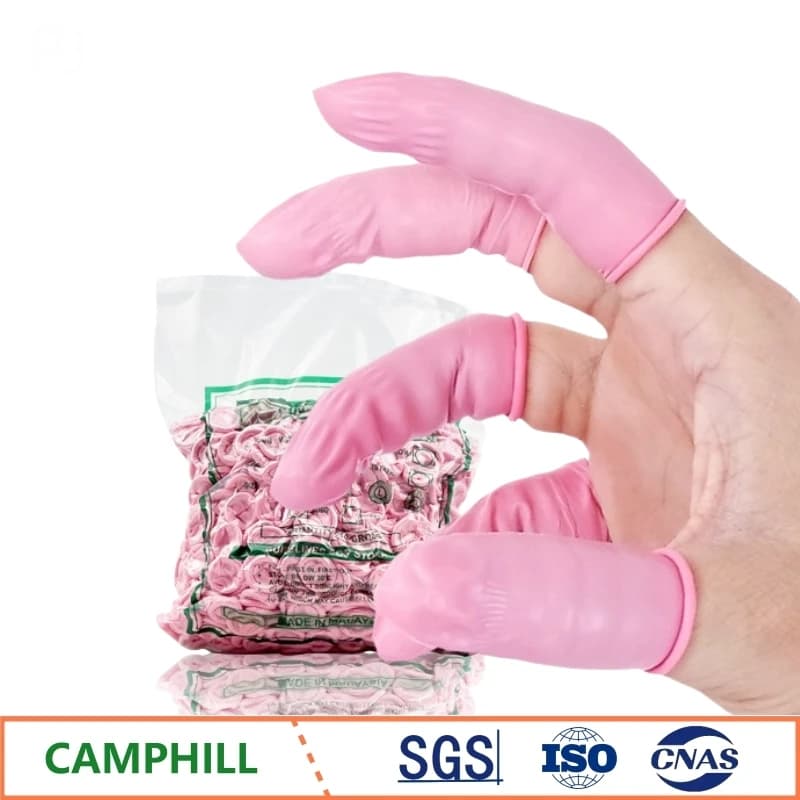 Ditali in lattice antiscivolo con bordo arrotolato all'ingrosso Industria alimentare, Industria elettronica che ispessisce le coperture per le dita in lattice usa e getta