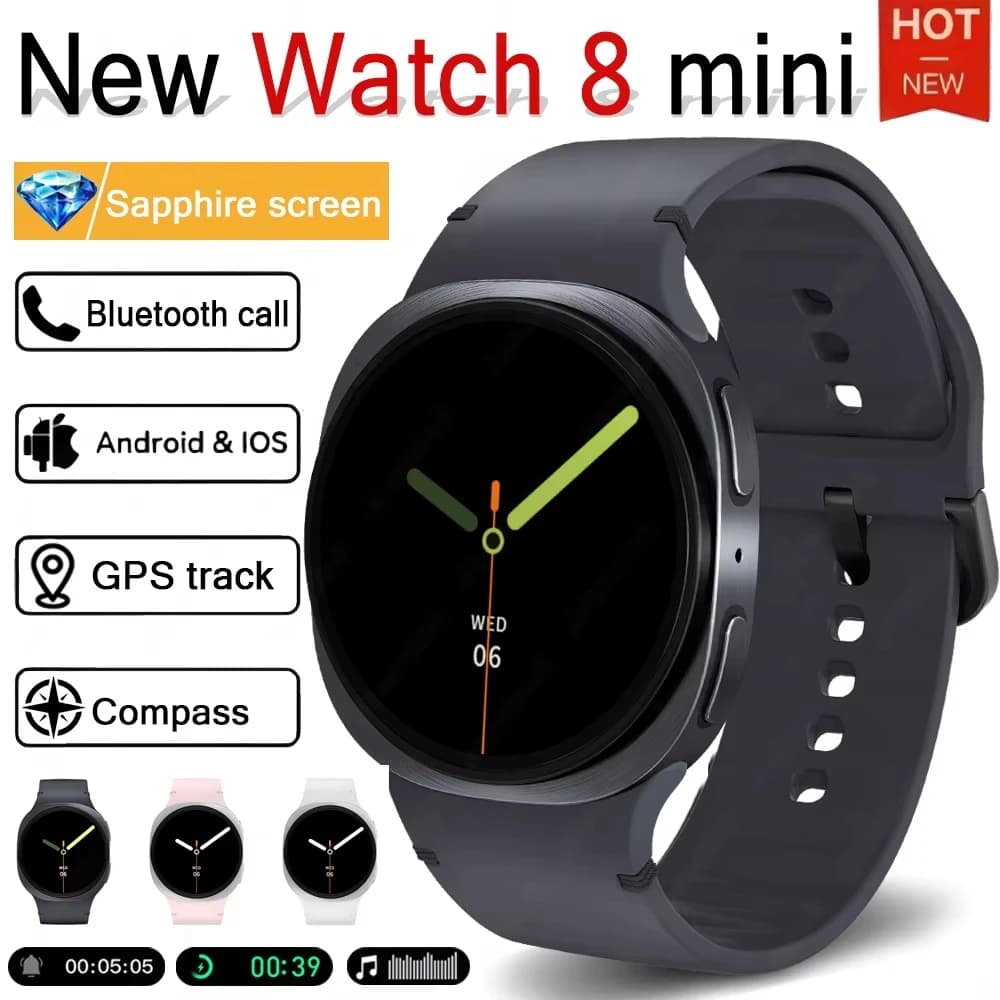 Smartwatch GPS con Tracciamento, Orologi Intelligenti per Uomo e Donna, Monitoraggio Frequenza Cardiaca, Chiamate Bluetooth, NFC, Impermeabile IP68, Bussola, Smartwatch 8 Mini