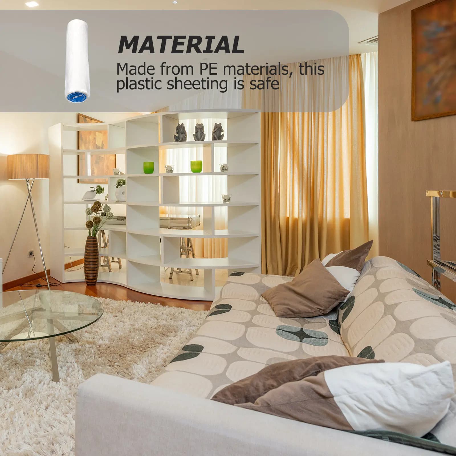 1 Rotolo di Telo Protettivo in Plastica Resistente agli Strappi per Pittura, Copertura Mobili e Pavimenti, Protezione Divani, Letti e Armadi, 20 Metri