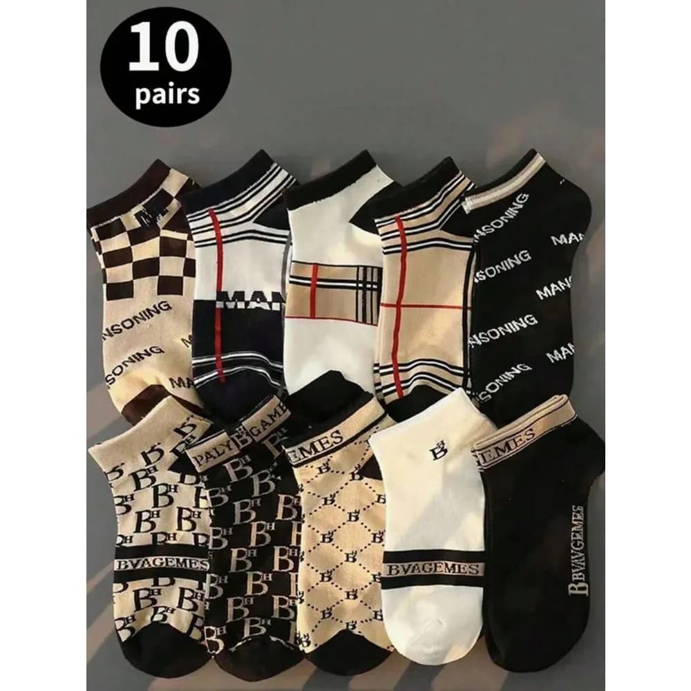 1/5/10 Men's Short Socks,fashionable and Casual,suitable for Wearing in Spring and Summer,lightweight,breathable,and Comfortable