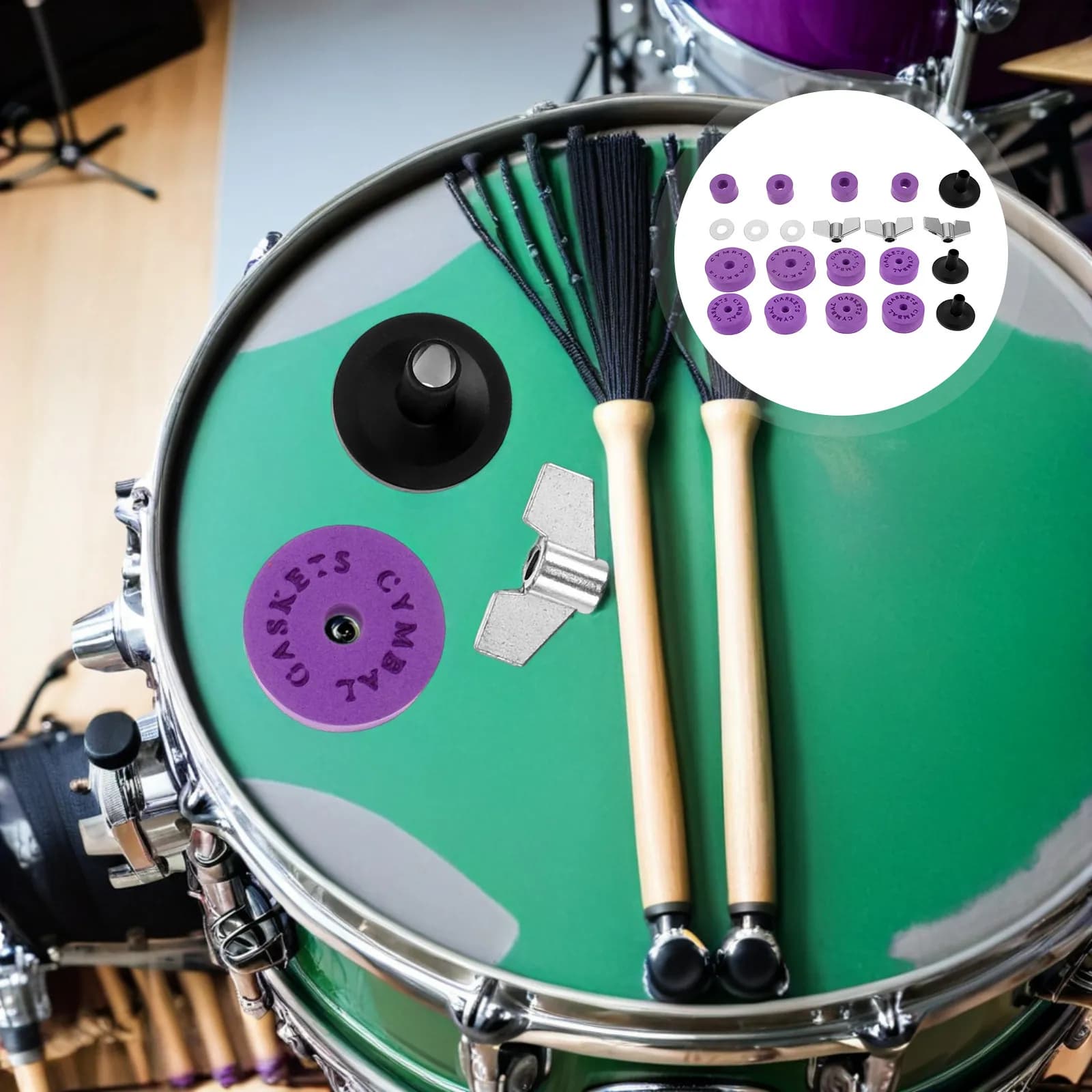 Set di 1 Pad in Feltro per Piatti da Batteria, Kit di Ricambio Antiscivolo in EVA, Include Manicotti, Rondelle e Dadi a Farfalla per Pratica Domestica e Performance dal Vivo