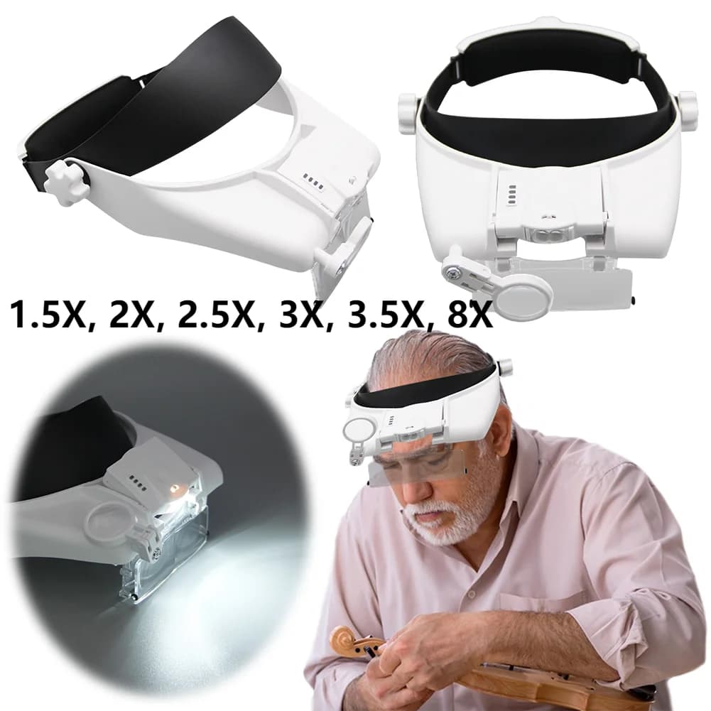 Riparazione di lenti d'ingrandimento per saldatura USB ricaricabili 5 lenti intercambiabili con luce a LED per lavori ravvicinati, lettura, riparazione di orologi gioielli