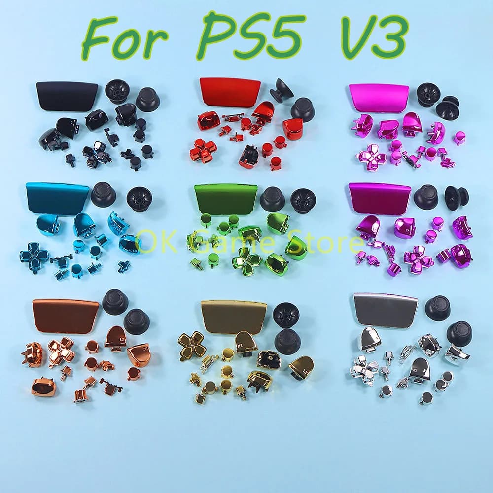 5 Set di Pulsanti di Ricambio Completi per Gamepad PS5 3.0 Playstation5 V3, Kit Pulsanti Elettroplaccati, Accessori per Controller di Gioco