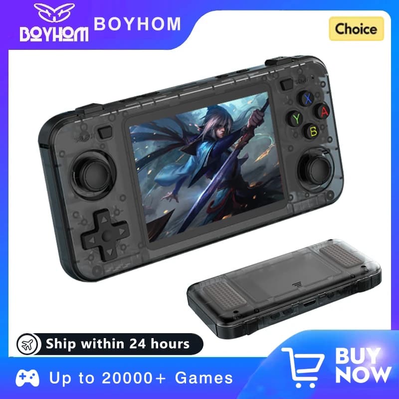 BOYHOM R36H Console per videogiochi retrò Schermo IPS da 3,5 '' RK3326 3000 mAh Sistema Linux aperto Lettore portatile per ragazzi regalo