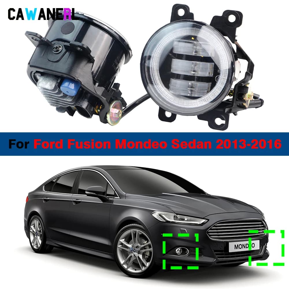 2 X Auto Regolabile LED Fendinebbia Angel Eye Luce diurna DRL 30W H11 Per Ford Fusion Mondeo Berlina 2013 2014 2015 2016 (Modello Americano)