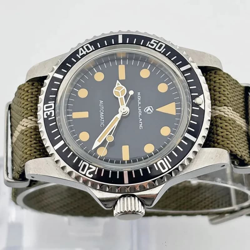 NH35 vintage 40mm sapphire glass or acrylic glass 316L stainless steel retro watch fit for NH35 automatic movement nylon strap