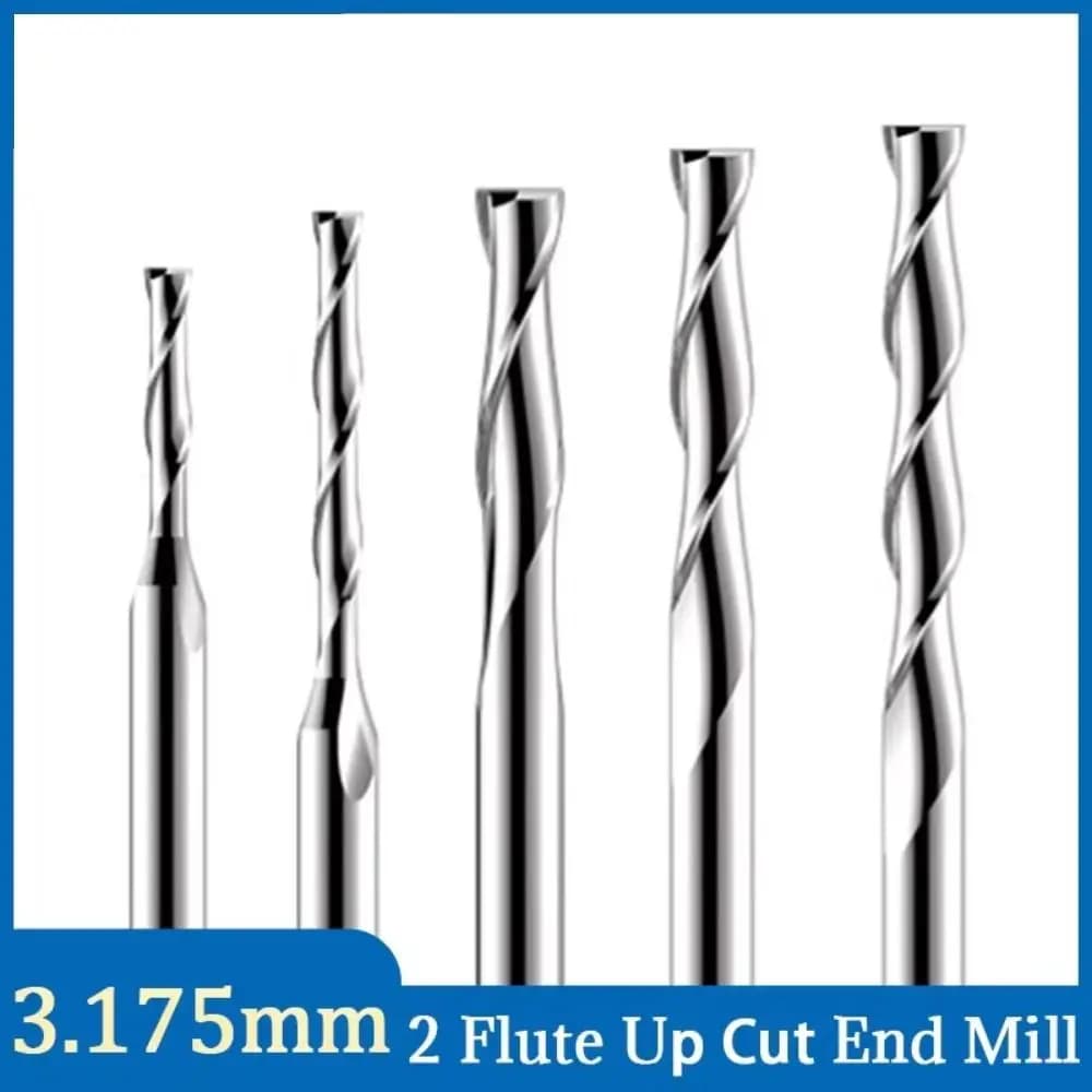 2 Flute Wood Brake 1/8"(3.175mm) 2.0-3.175mm CNC router tip Hard Metal Coil Cutting HRC45 Multilayer Card