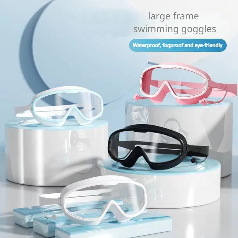 Adults Large Frame Swimming Goggles for Adults Antifog Swim Glasses Waterproof HD Swimming Eyewear Equipment Water Play Supplies