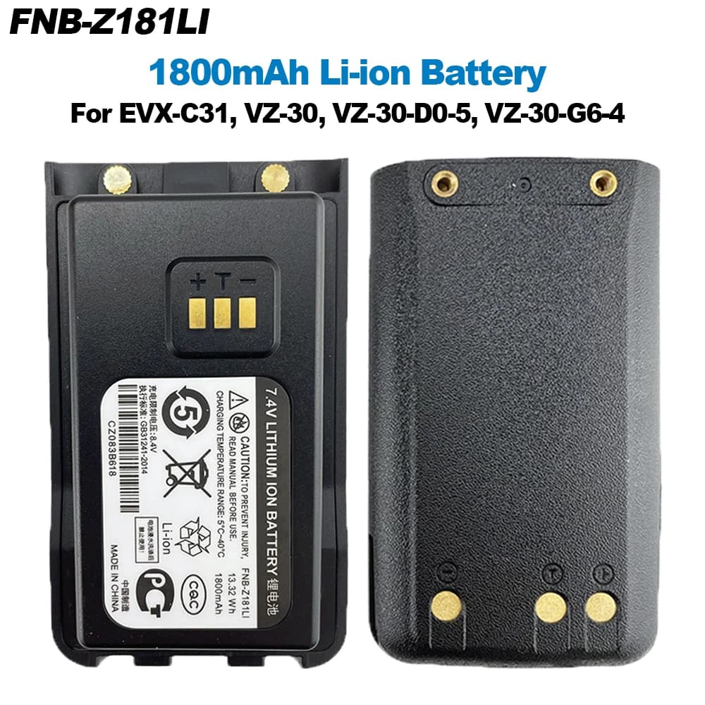 FNB-Z181LI 1800mAh Batteria agli ioni di litio per Walkie Talkie Vertex EVX-C31 VZ-30 VZ-30-D0-5 VZ-30-G6-4 Batteria di ricambio per radio bidirezionale