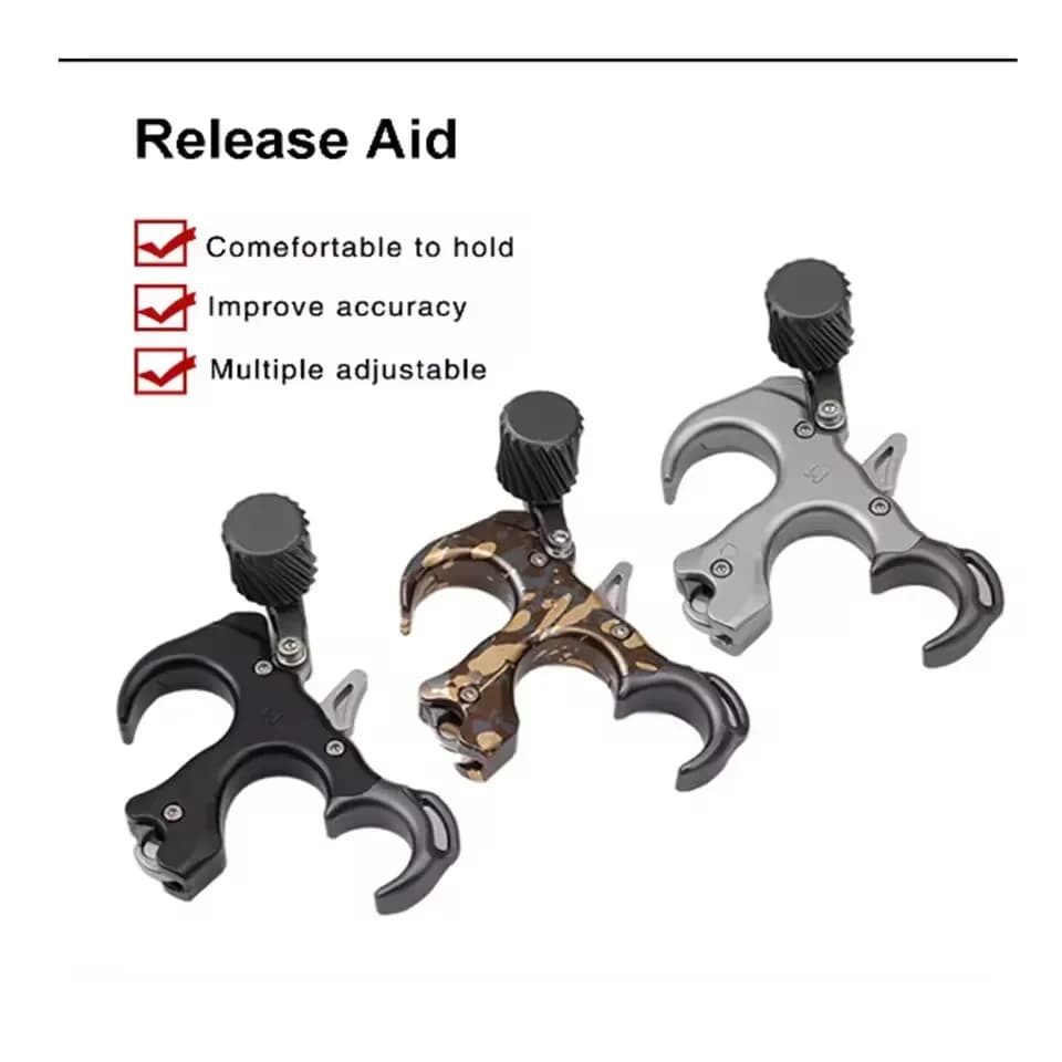 3/4 Dito Tiro con l'arco Arco composto Aiuto per il rilascio UV Pollice Trigger Grip 7075 Lega di alluminio Rame Tiro al bersaglio Caccia Accessori