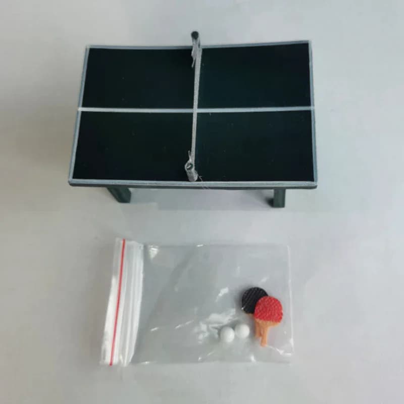 Set Completo di Tavolo da Tennis in Miniatura 1/12 per Casa delle Bambole, con Racchette e Palline, Decorazione per Casa delle Bambole, Giocattolo per Bambini, Regalo di Natale, Accessori per Bambole