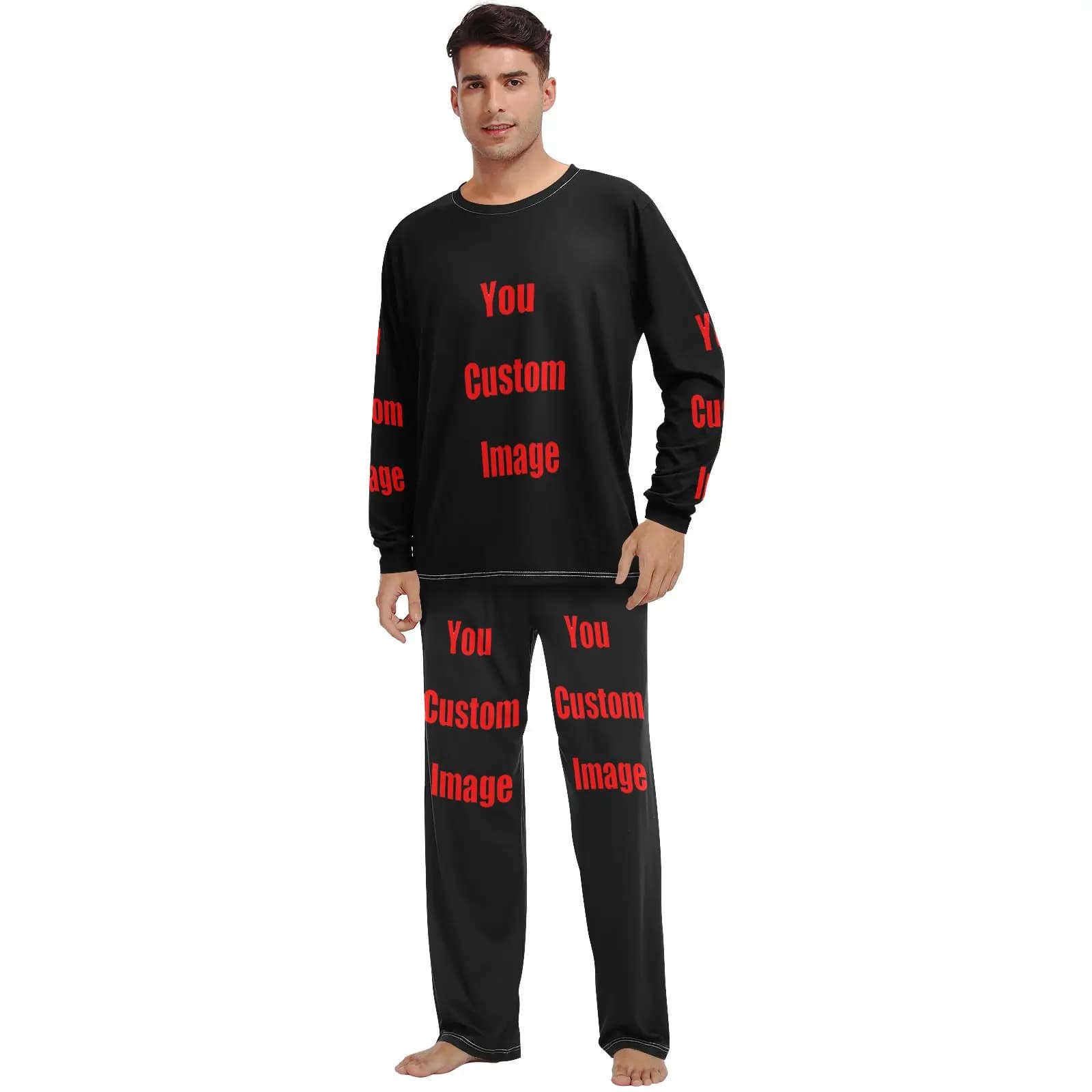 Sciolto uomo donna pigiama set immagine personalizzata Design casa pigiameria primavera autunno pantaloni per uomo pigiama elastico pantaloni lunghi pigiama