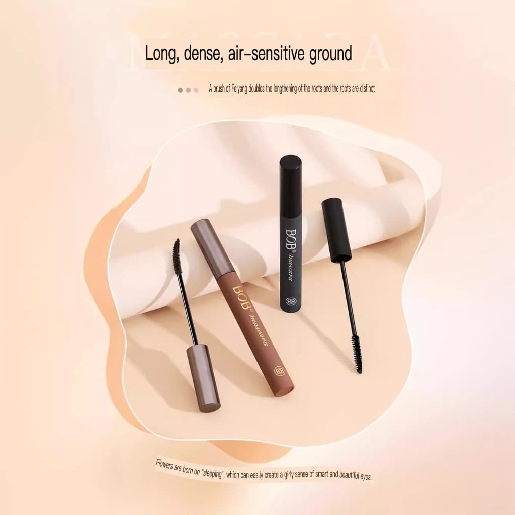 Mascara Vellutato BOB Impermeabile Anti-sbavatura Lunga Durata Volumizzante e Incurvante per Ciglia Definite e Trasparenti
