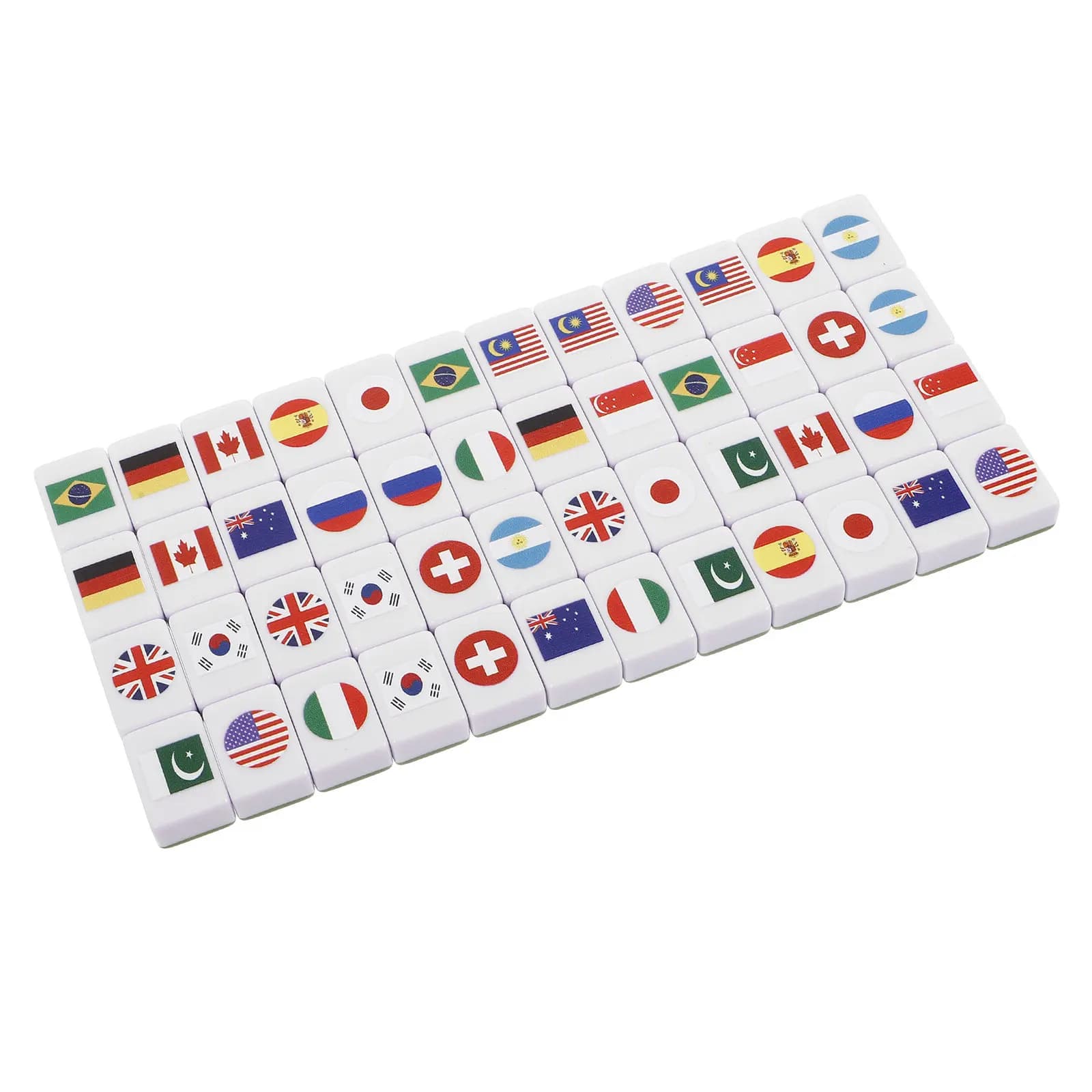 Set di 48 Tessere Mahjong con Bandiere Nazionali, Gioco da Tavolo per Famiglie, Blocchi per Imparare Facilmente, Set di Tessere per Gioco di Eliminazione a Due Giocatori per Picnic