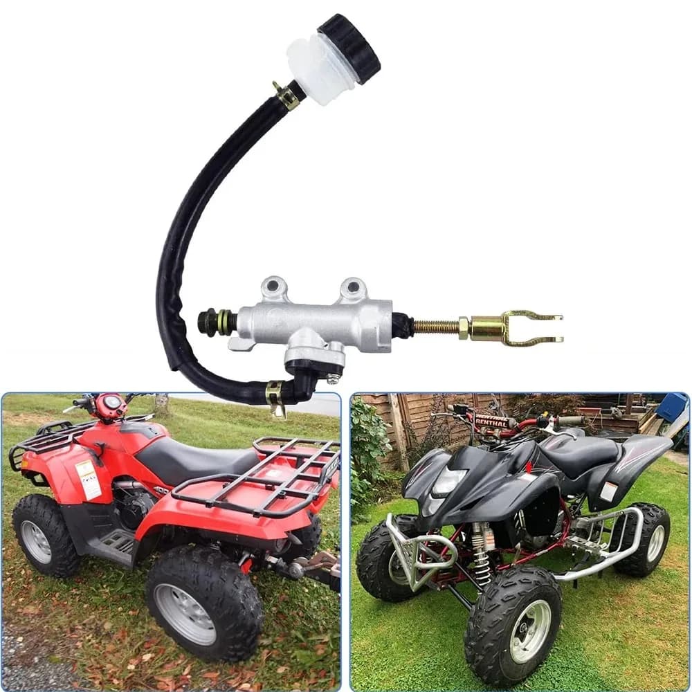 Silver Rear Foot Brake Master Cylinder Pump Quad ATV Hydraulic w/ Reservoir for Pit Dirt Bikes Motorcycle