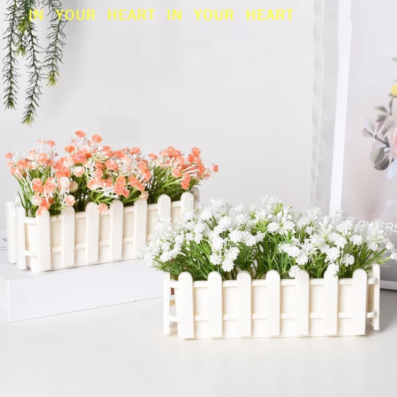 【X】Flower Pot Fence Plant Basket Container Planter Flower Arrangement Home Garden Wedding Decoration Small Fence