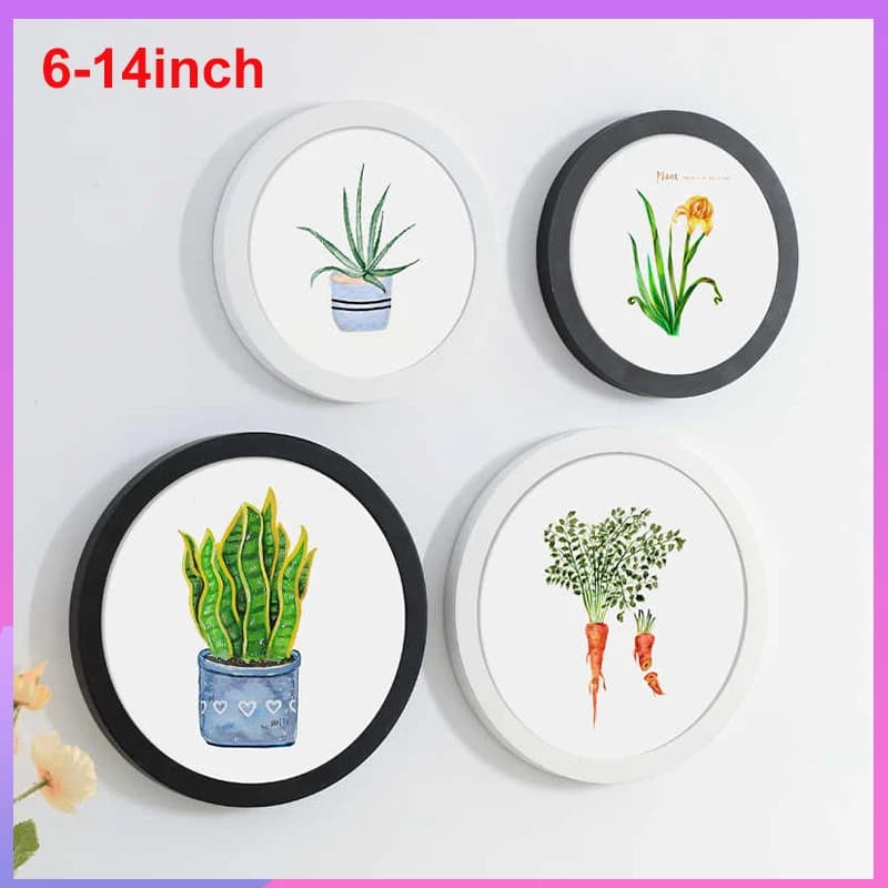 1pcs 6-14inch Simple Circular Photo Frame Creative Gift DIY Wood Picture Holder Wall Mounted Home Decoration