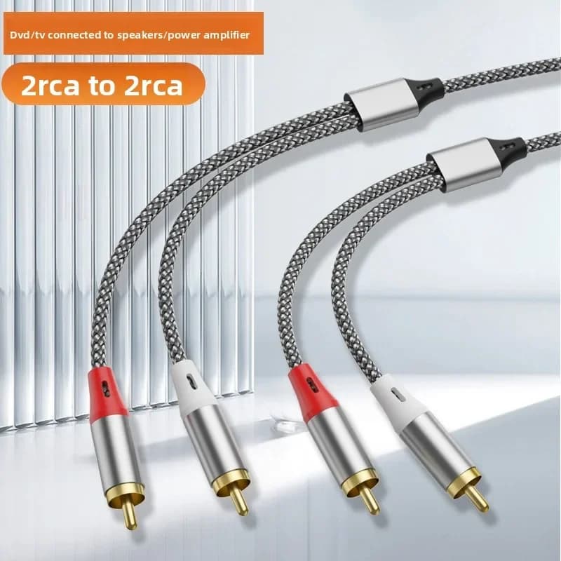 Dual RCA audio cable, 2 pairs of RCA cables for computer, TV, amplifier, subwoofer and speaker connection