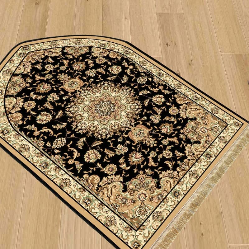 Tappetino da Preghiera Persiano Vintage VIKAMA con Fiori e Nappe, Antiscivolo, Stile Etnico, Tappetino per Famiglia, Tappetino da Preghiera Musulmano