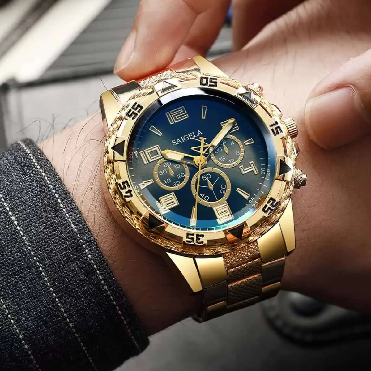 Men's Watch Stainless Steel Bracelet with Fashion Arabic dial