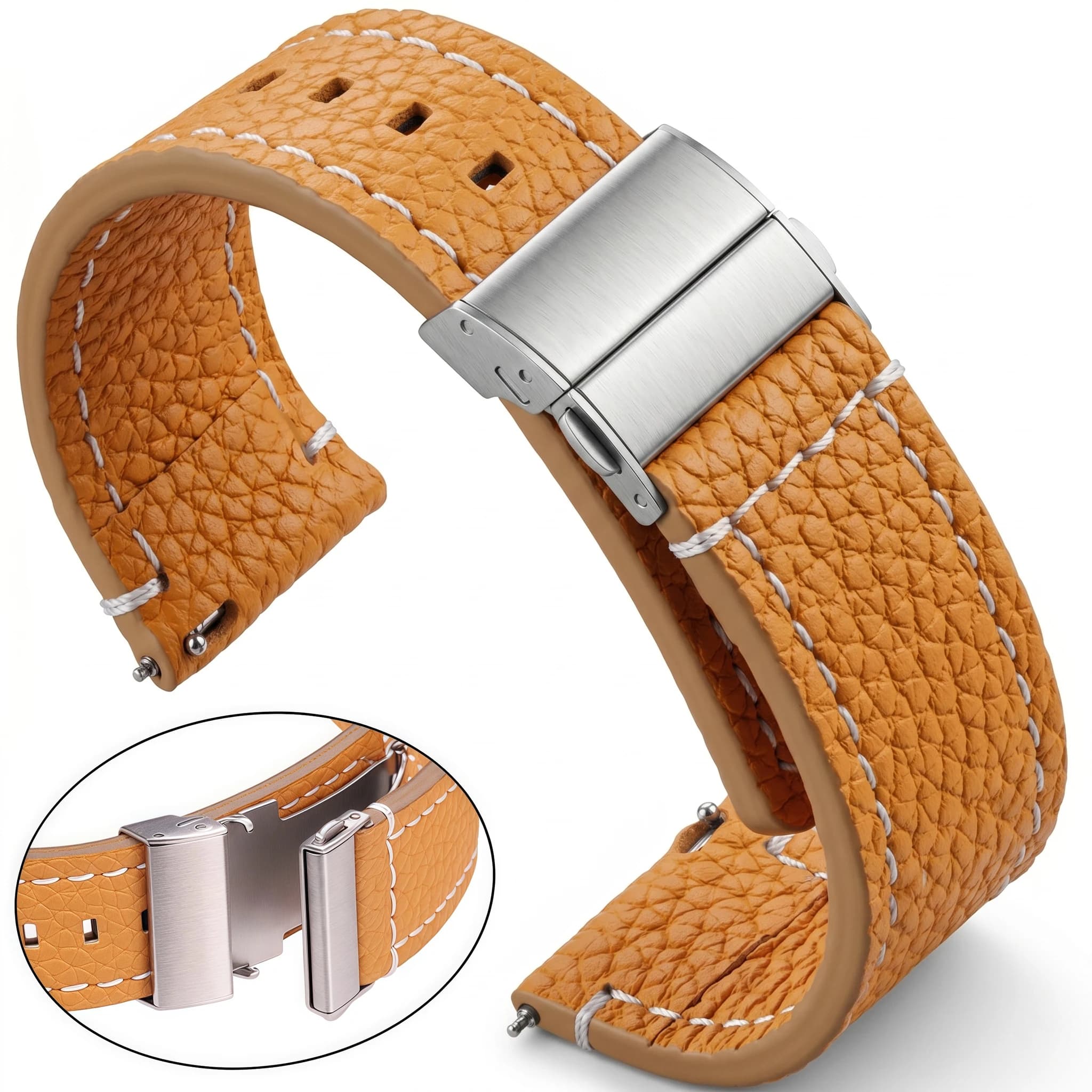 Cinturino in vera pelle per Huawei Samsung cinturino per orologio 18mm 24mm 22mm donna uomo nero marrone morbido braccialetto in pelle di vacchetta