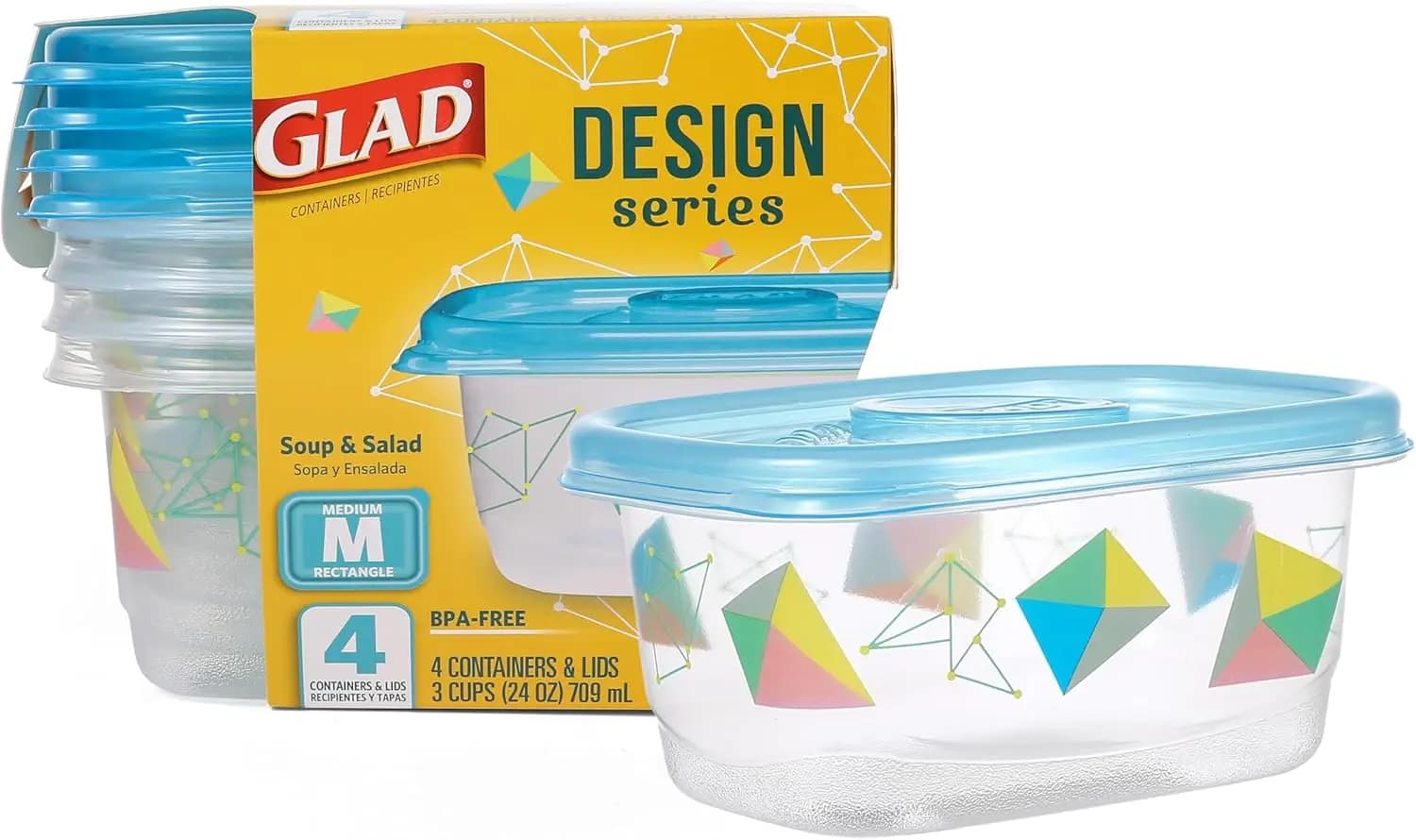 Contenitori per la preparazione dei pasti senza BPA, 24 Oz, confezione da 4, adatti a microonde e lavastoviglie