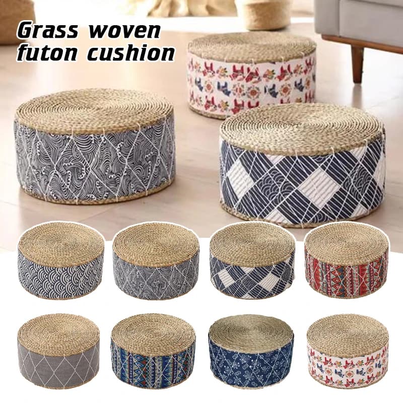 30cm Round Japanese Woven Straw Pouf Tatami Cushion Zafu Floor Cushion Meditation Yoga Seat Mat Japanese Furniture Ottoman Stool