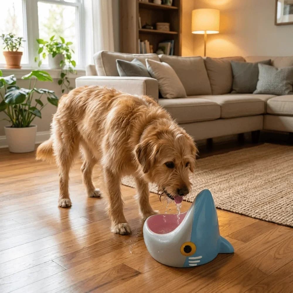Cute Plastic 3D Printing Shark Cat Bowl Anti-Tip Anti-Slip Shark Pet Food Bowl Detachable Cartoon Dog Water Bowl Kitten Feeding