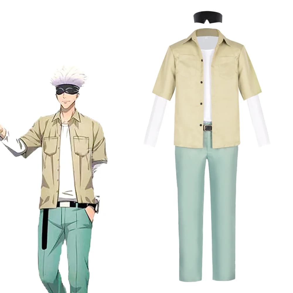 Costume cosplay Kumanyuan Jujutsu Kaisen, Satoru Gojo Set completo di abbigliamento casual, set completo di cosplay