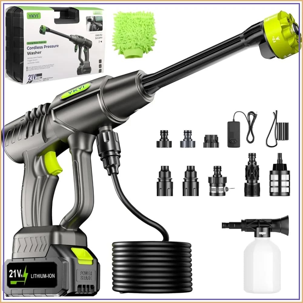 Cordless Pressure Washer, 30 Speed Levels, Handheld Portable Sprayer with 6-in-1 Nozzle, 24FT Hose for Car, Garden, Patio Cleaning