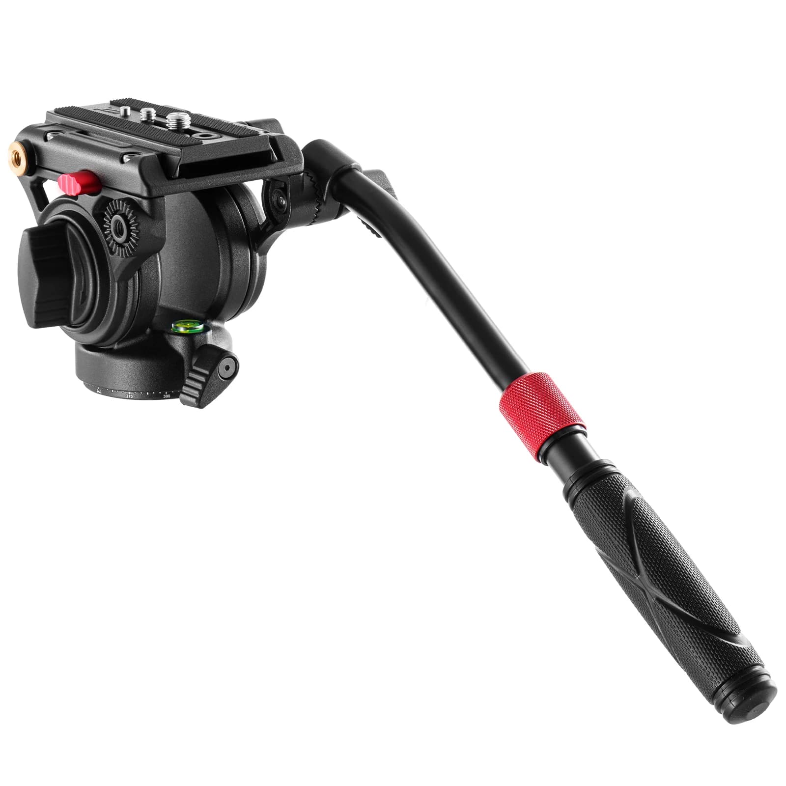 NEEWER Testa fluida per treppiede video con piastra a sgancio rapido compatibile con Manfrotto, impugnatura telescopica e base panoramica in scala