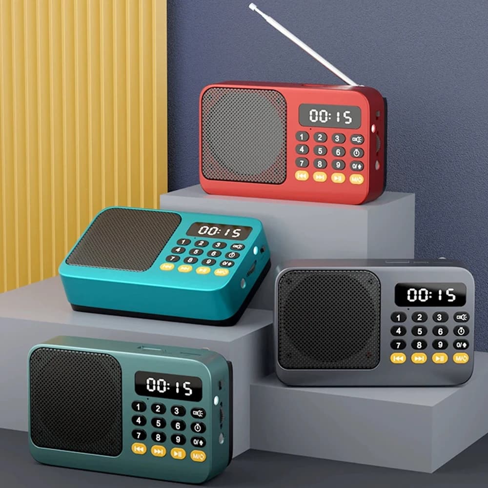 32G Mini Portable Pocket FM Radio Wireless BT 5.0+Digital Radio MP3 Play Loudspeaker Support TF card, U disk, Bluetooth playback