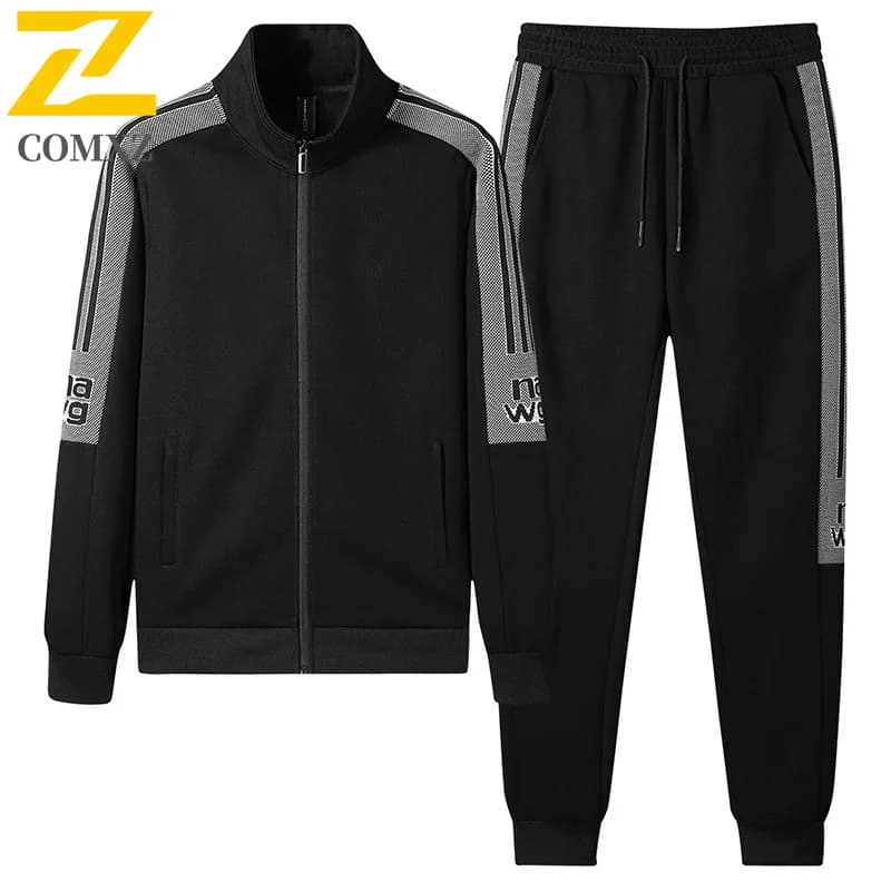 Autumn Man Sportswear Run Jogger Suit Set of 2 pieces Jacket + Trousers Maschile Outdoor Sports Basketsuit Men's suit with print