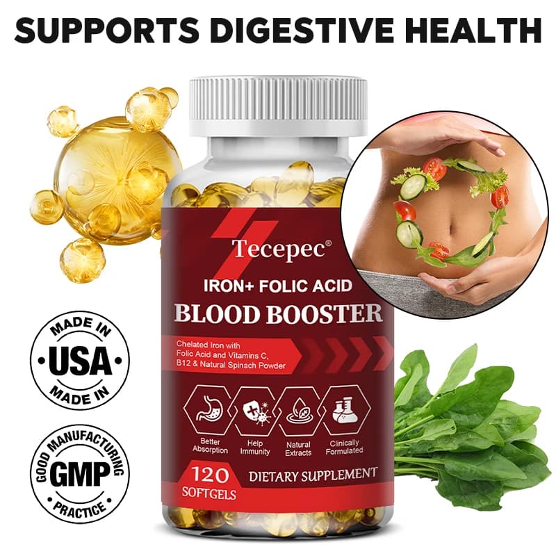 Tonic blood iron + folic acid-reintegra the iron content, no side effect supplement of iron-with vitamin C, vitamin B12, folic acid