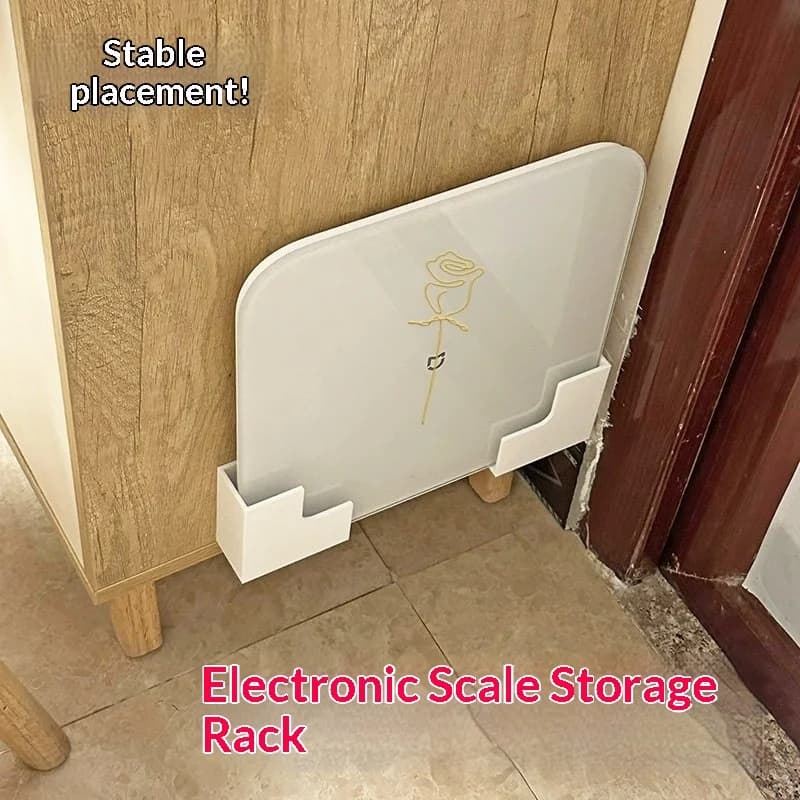 White Self Adhesive Weight Scale Wall Mount Holder Space Saving Bathroom Home Storage Organizer
