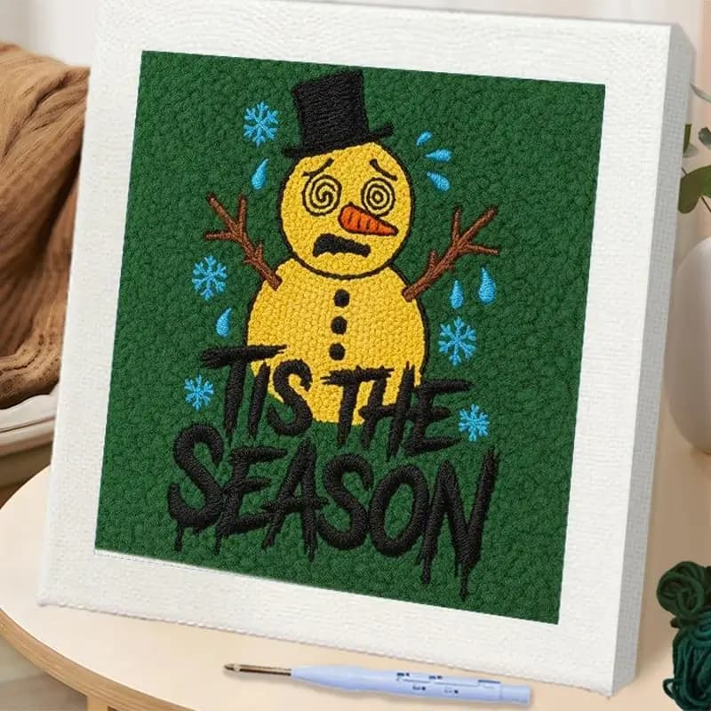 RUOPOTY Punch Needle Kit Yellow Snowman Original Gifts Embroidery Patterns Christmas Embroidery Beginner Kit Abstract Beginner