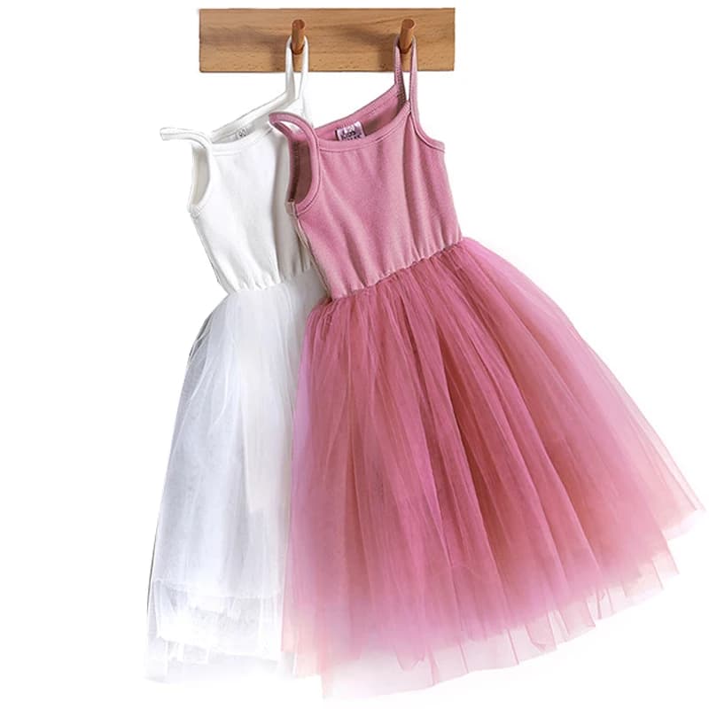 Abito da principessa per bambina, per bambini, in tulle, senza maniche, con fionda, nuova estate, festa di compleanno per bambini, abiti casual dolci
