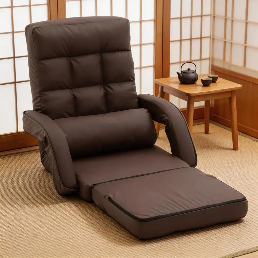 Sedia da pavimento regolabile a 14 posizioni, Chaise Longue da interno, Poltrona reclinabile con braccioli e cuscino imbottito, Sedie da gaming per adulti
