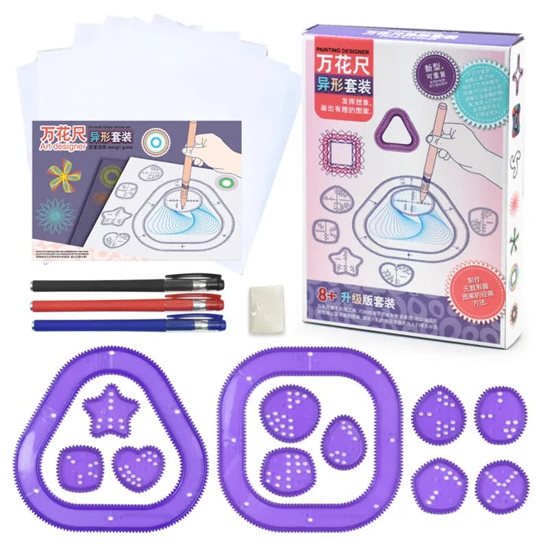 Divertenti giocattoli da disegno spirografo Set Ingranaggi e ruote ad incastro Righello geometrico Modello di pittura creativa Giocattoli educativi per bambini