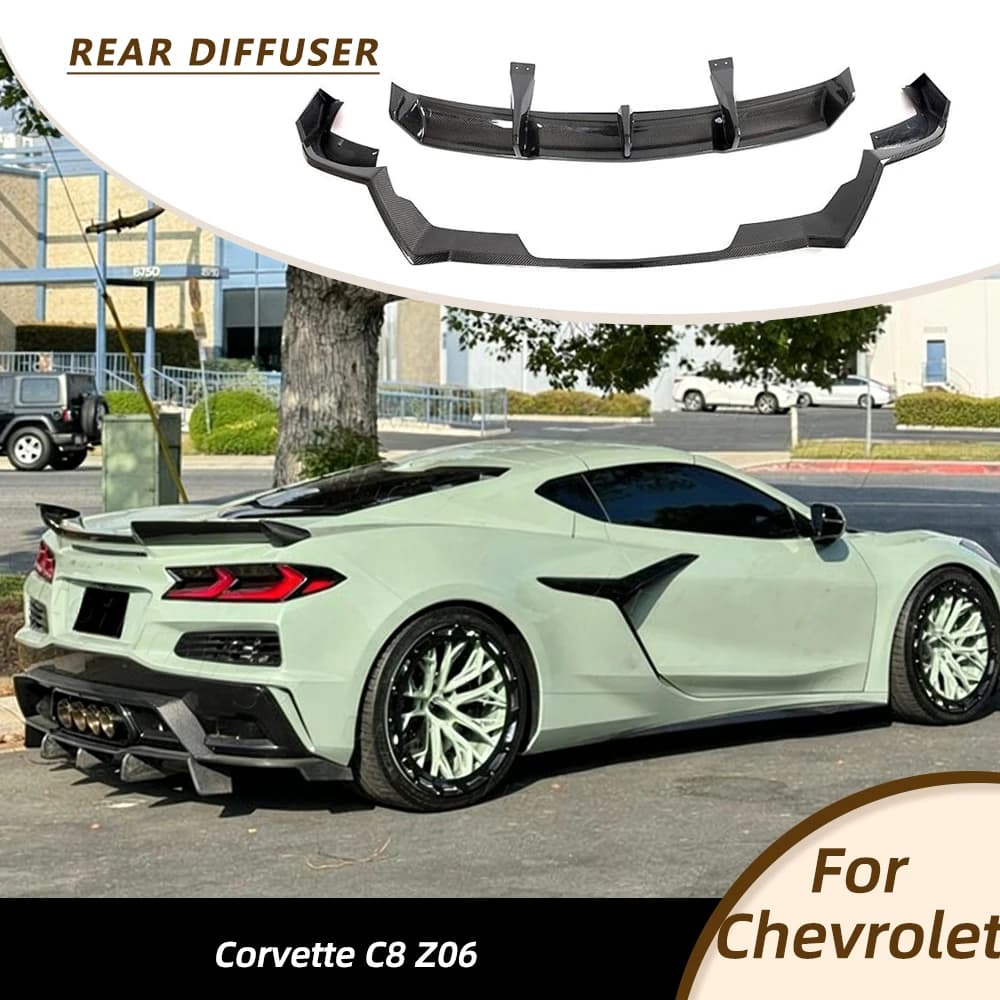 Car Rear Diffuser for Chevrolet Corvette C8 Z06 2022-2026 Rear Bumper Lip Sport Exterior Upgrade Valance Protector Carbon Fiber