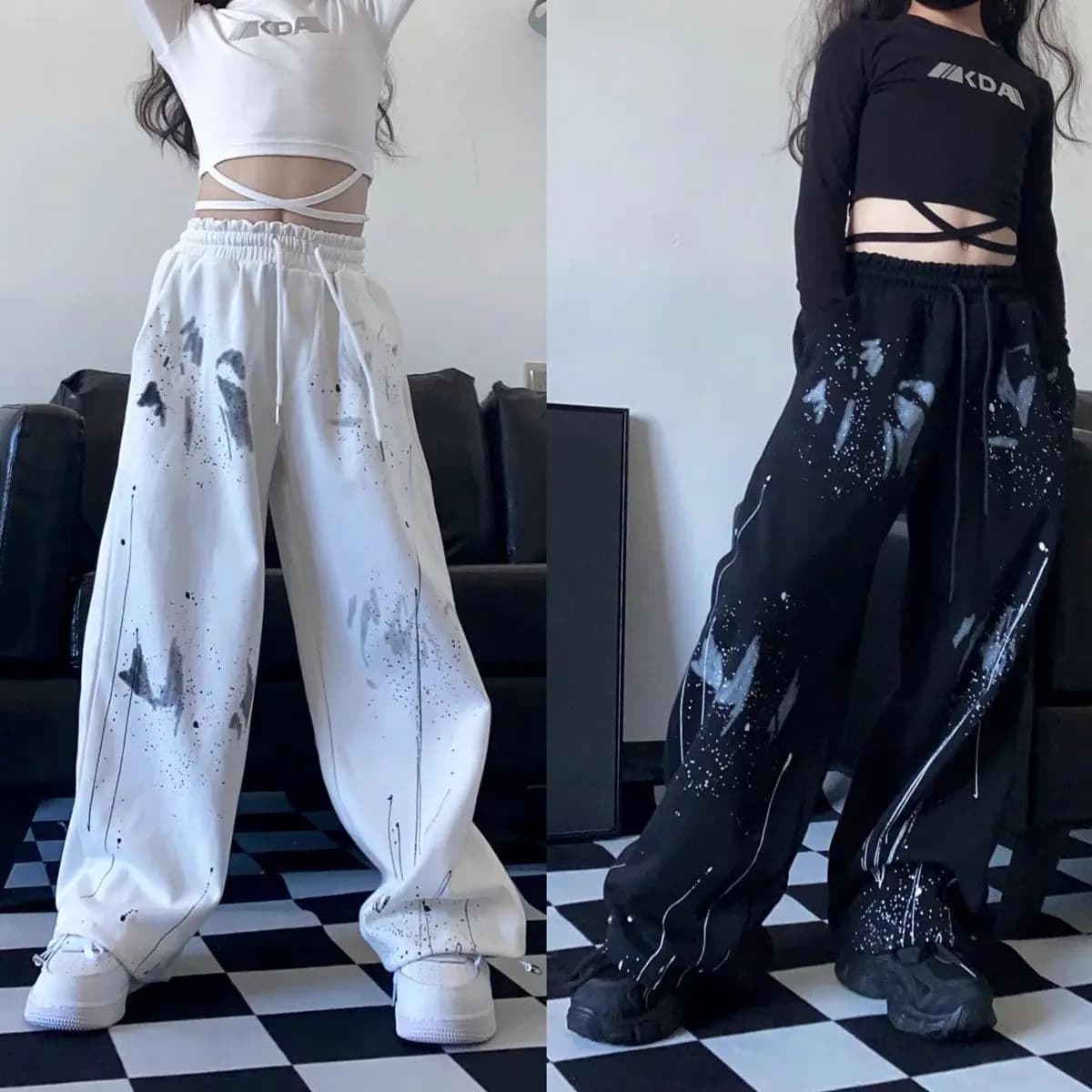 hip hop 2026 spring teens tracksuit Girls cloth set graffiti t-shirt top and butterfly bottom long wide leg pant Kid 8 10 year