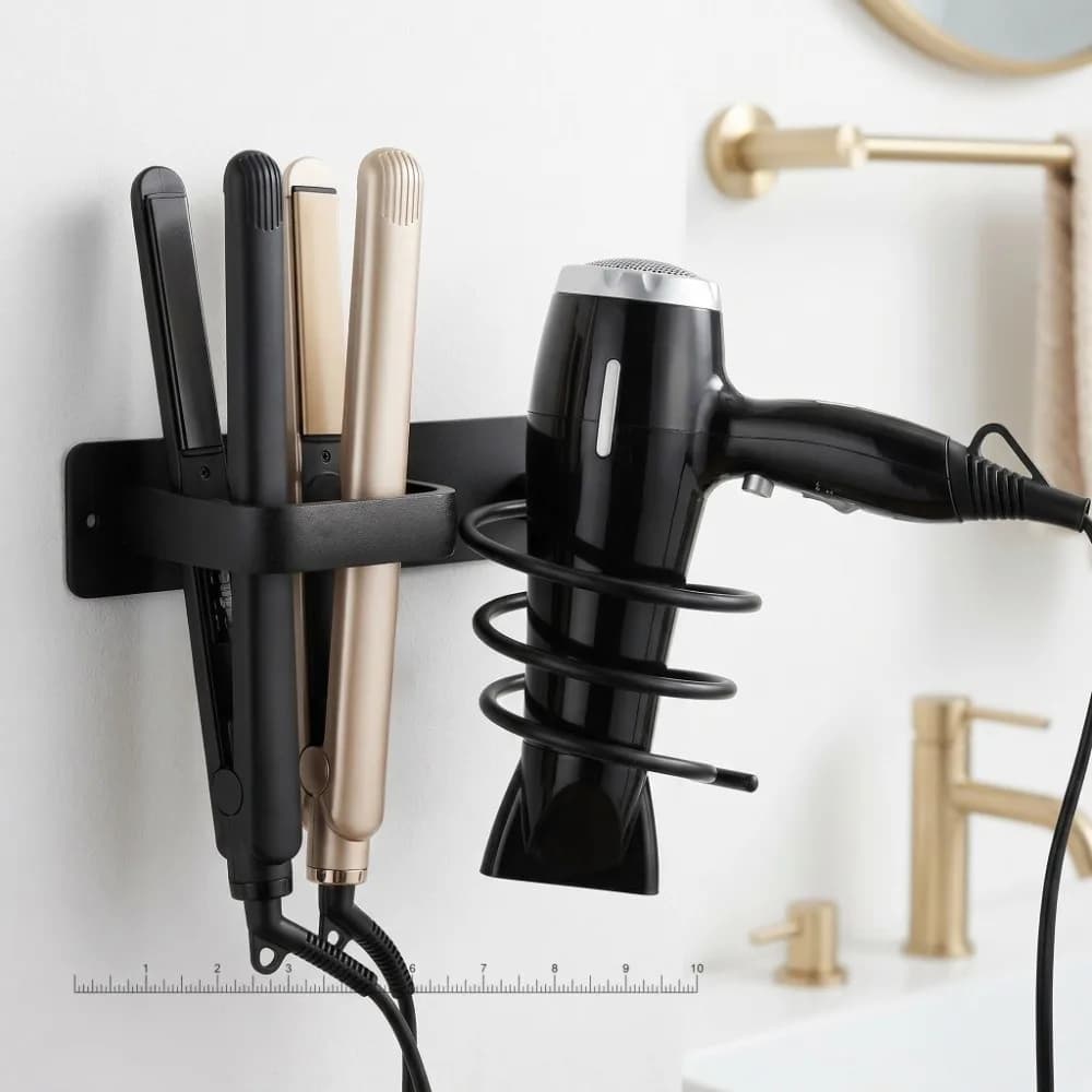 Aluminum Alloy Hair Dryer Holder Spiral Design Sturdy Hair Dryer Storage Wall Mounted Easy to Install Straightener Stand