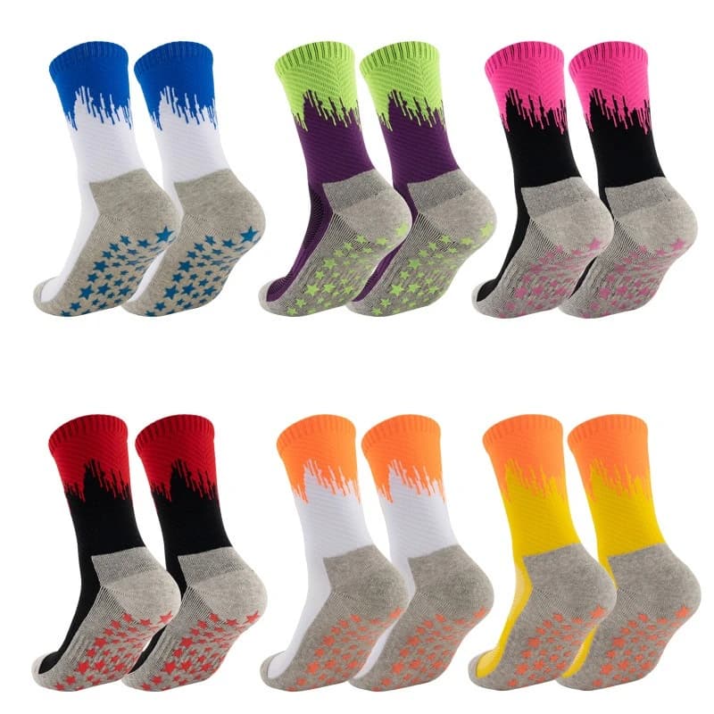 Men's Mid Calf Non Slip Football Socks 2026 New Grip Anti-Slip Soccer Sports Running Socks with Star Grippers