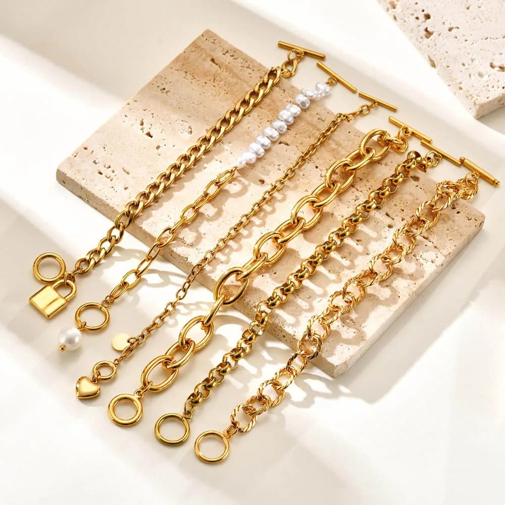 Bracciale da donna con catena a maglie cubane Miami, braccialetti minimalisti regolabili color oro in acciaio inossidabile, regali di gioielli