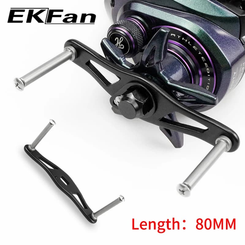 EKFan 80MM Aluminum Alloy Baitcasting Fishing Reel Handle Fit A/S/D 7*4/8*5mm Hole No Knob Lure Reel DIY Parts